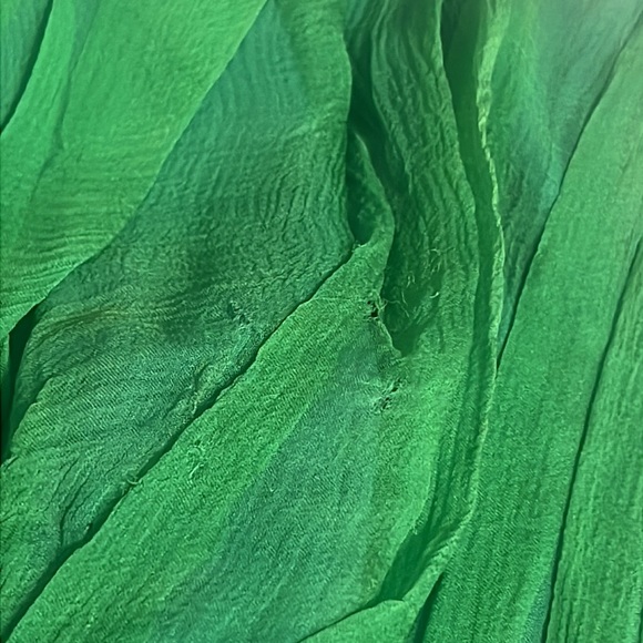 Vintage 1950’s Green Genuine Cream Mink Fur Trim Silk Evening Gown - Picture 5 of 10